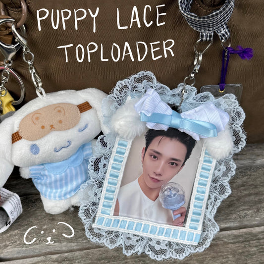 Puppy lace toploader keychain