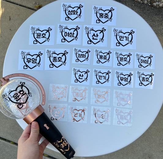 Ateez heart butterfly lightstick decals